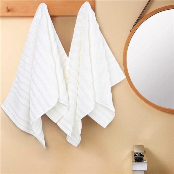 White Cotton Hand Towels Set 2 Pack Soft Absorbent Quick Dry Bathroom Spa Hotel - Picture 7 of 8